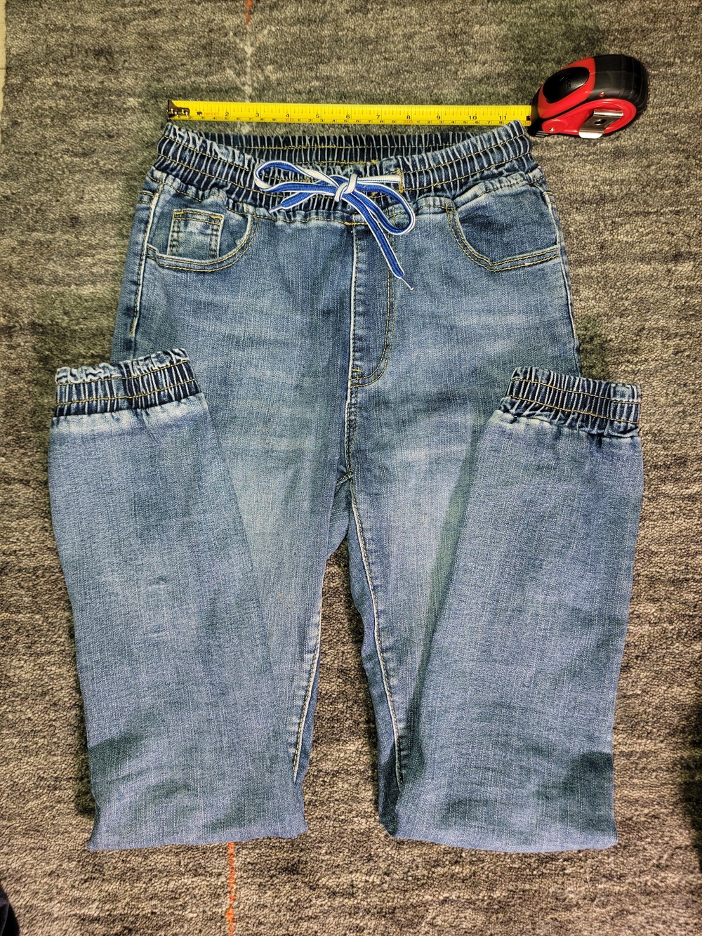 Light Blue Elastic Waist Denim Jeans